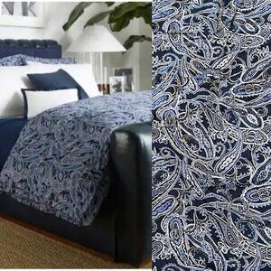 Ralph Lauren Costa Azzurra Paisley Blue King Duvet Cover Sateen Cotton Bedding